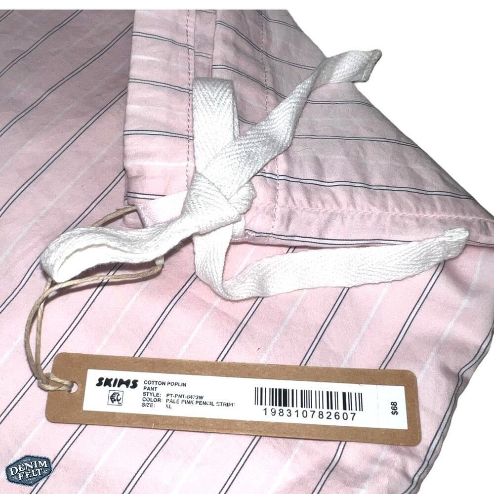 SKIMS COTTON POPLIN STRAIGHT LEG PANT | LIMITED EDITIONPALE PINK PENCIL STRIPE - Picture 8 of 10